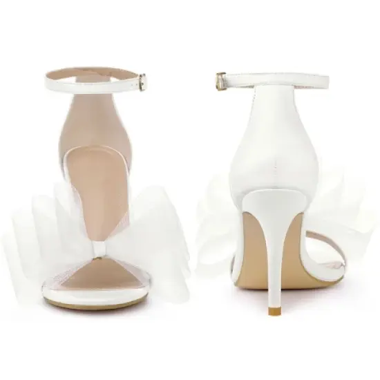Perphy Women's Open Toe Ankle Strap Bow Tie High Heels Stiletto image {2}