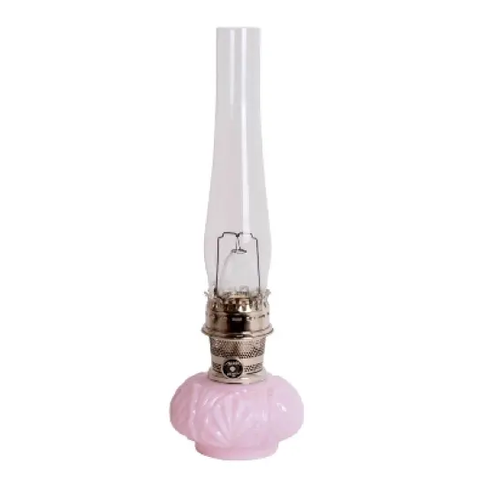 Aladdin Crown Tuscan Genie II Oil Lamp for Shelf or Table, Indoor Emergency Lighting, Limited Edition in Pink Glass with Nickel Burner image {3}