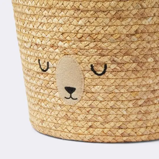 Braided Water Hyacinth Tapered Floor Basket Sleepy Bear - Cloud Island&trade; image {2}