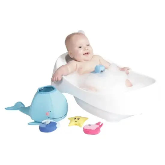Manhattan Toy Neoprene Whale 5 Piece Floating Spill n Fill Bath Toy with Quick Dry Sponges and Squirt Toy image {6}