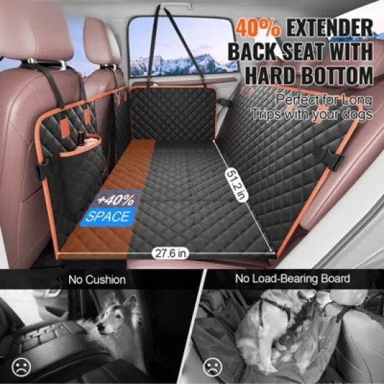 VEVOR Back Seat Extender for Dogs, Dog Hammock for Car Back seat,Dog Car Seat Cover with Hard Bottom Dog Car Seat Bed 51.2"x27.6",Supports 350lb image {2}