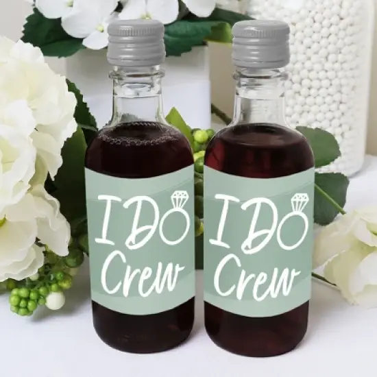 Big Dot of Happiness Sage Green Elegantly Simple - Mini Wine & Champagne Bottle Label Stickers - Wedding or Bridal Shower Guest Party Favor Gift 16 Ct image {3}