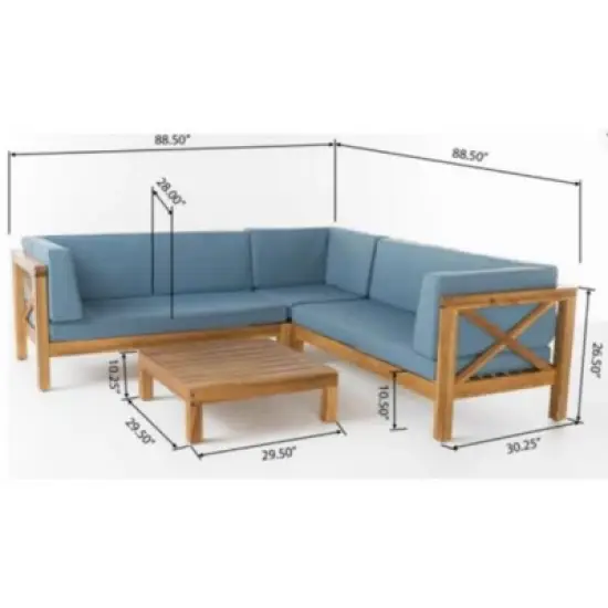 Syemin Patio Seating Sets Outdoor, Featuring Unique Design, Ideal for Chats, Perfect for Gardens, Living Spaces, Blue, 88.5"*30.25"*26.5" image {2}