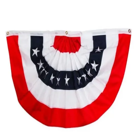 Patriotic Embroidered Bunting USA 72" x 36" Pleated Banner with Brass Grommets Briarwood Lane image {1}