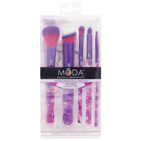 MODA Brush Smoke Show Full Face 5pc Makeup Brush Set, Includes Powder, Shader, and Smoky Eye Makeup Brushes image {9}