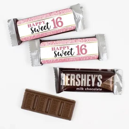 44 Pcs Bulk Sweet 16 Birthday Candy Hershey's Snack Size Chocolate Bar Party Favors (19.8 oz, Approx. 44 Pcs) - Rose Gold image {4}