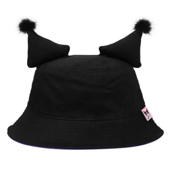 My Melody Kuromi Inspired Black unisex Bucket Hat with ears image {4}