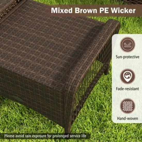 Tangkula 2 Pieces Outdoor Patio PE Wicker Ottomans w/ Removable Cushions Footstools image {7}
