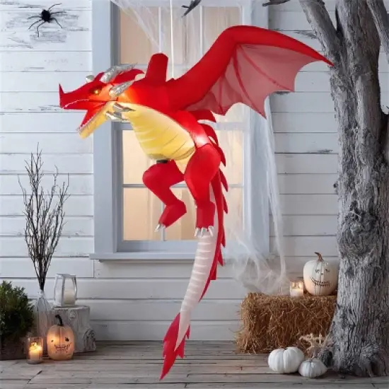 Joyfy 5 FT Halloween Inflatable Outdoor Decorations, Hanging Flying Dragon with Built-in LED for Halloween Yard Lawn Patio Outdoor Indoor Decoration image {8}