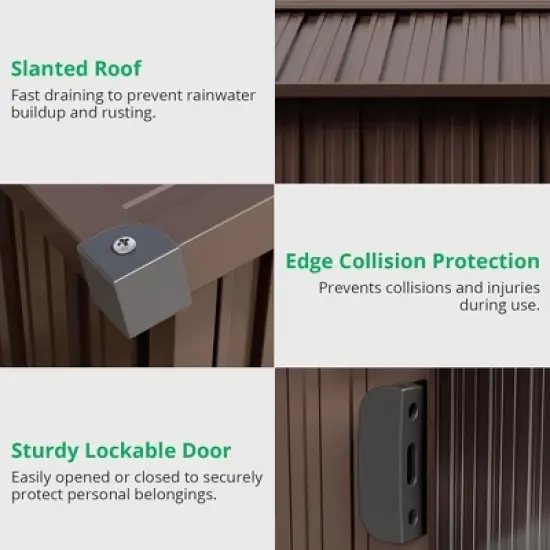 Outdoor Metal Storage Shed Garden Tool House With Lockable Doors for Yard image {3}