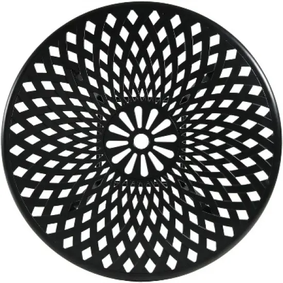 Sunnydaze Outdoor Crossweave Design Black Cast Aluminum Round Patio Dining Furniture Set with Table and Chairs, 5pc image {3}