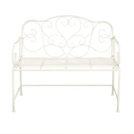 41" Retro Outdoor Garden Bench,Metal Patio Leisure Armrest Bench,2-3 Seater Metal Cut Out Backrest Park Leisure Bench-Coolbibila image {1}