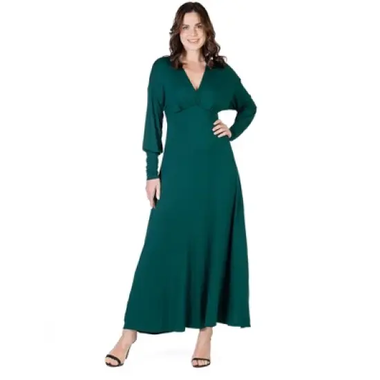V-Neck Long Sleeve Maxi Womens Dress image {5}