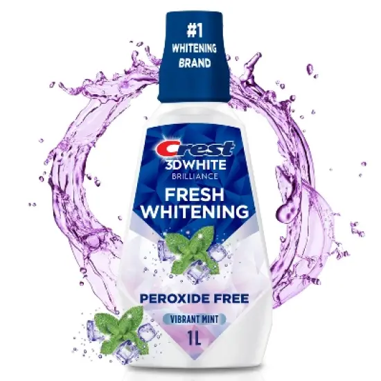 Crest 3D White Brilliance Alcohol Free Whitening Mouthwash, Clean Mint - 33.8 fl oz image {2}