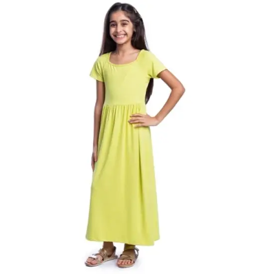 24seven Comfort Apparel Girls Short Sleeve Pleated Maxi Dress image {5}