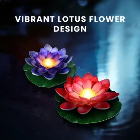 HOM Floating Lotus Light - Waterproof Lotus Flower Lamp for Pools & Ponds - Colorful Battery-Operated LED Pool Lights (12-pack) image {7}