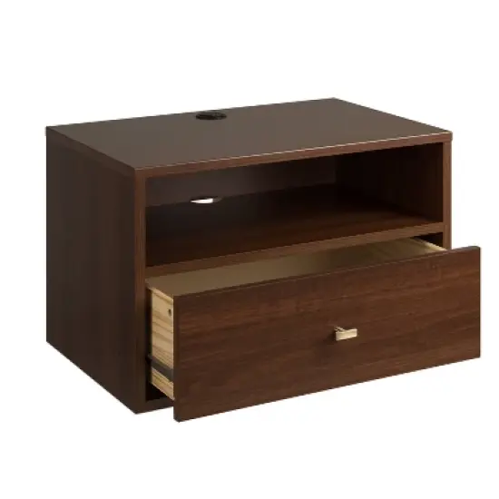 Floating 1 Drawer Nightstand with Open Shelf - Prepac image {5}