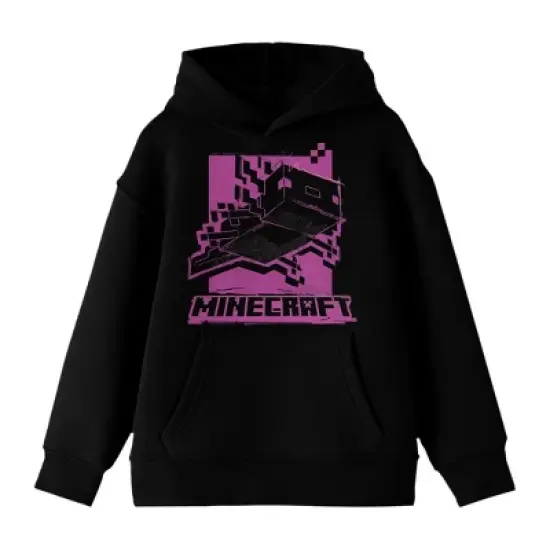 Minecraft Monochrome Axolotl Long Sleeve Black Youth Hooded Sweatshirt image {3}