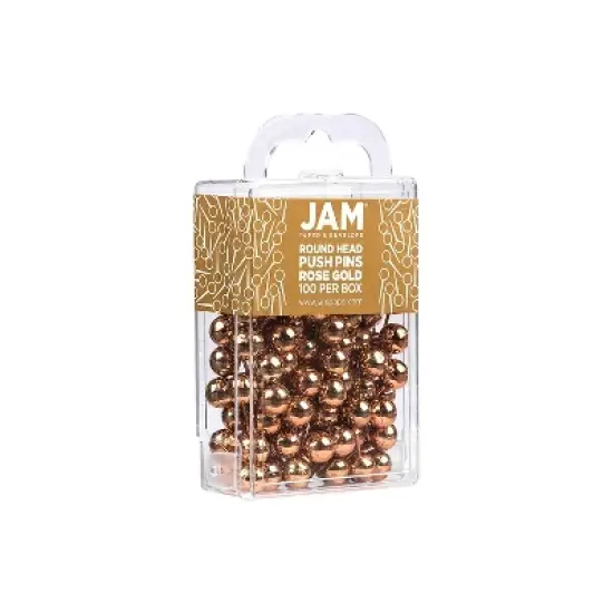 JAM PAPER Round Head Push Pins Rose Gold 100/Pack (346RTRSGO) image {1}