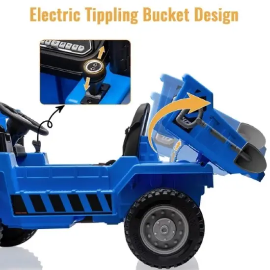 12V Ride on Car with Electric Dump Bed, Remote Control and Extra Shovel image {2}