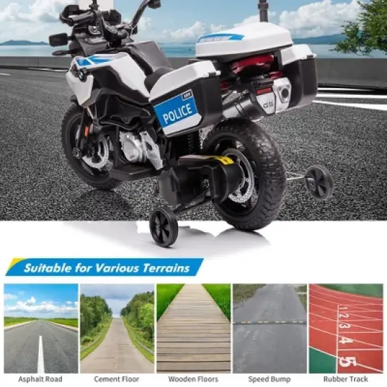 12V 7AH Kids Motorcycle, Ride On Police Motorcycle, Licensed BMW Kids Car with High/Low Speed,EVA Tire, 2 Storage Boxes image {7}