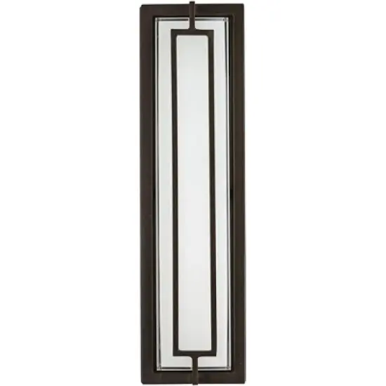 Possini Euro Design Belfonte Modern Outdoor Wall Light Fixtures Set of 2 Bronze Rectangular Frame LED 16 1/4" White Glass for Post Exterior image {2}