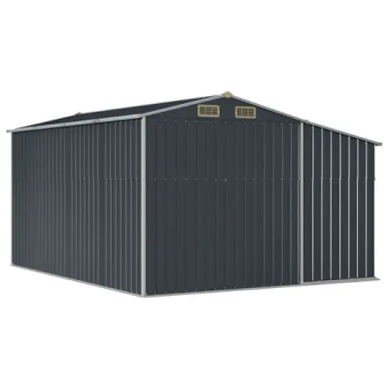 vidaXL Garden Shed Anthracite Galvanized steel, Polypropylene Large image {6}