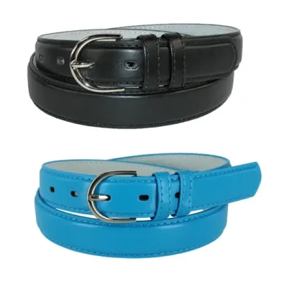 CTM Women's Leather 1 1/8 Inch Dress Belt (Pack of 2 Colors) image {6}