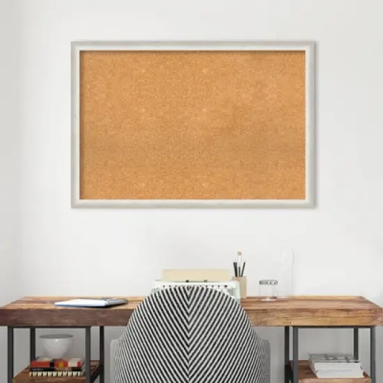 38"x26" Two Tone Wood Frame Cork Board Silver - Amanti Art: Wall Mount, Bulletin, Large Size image {8}