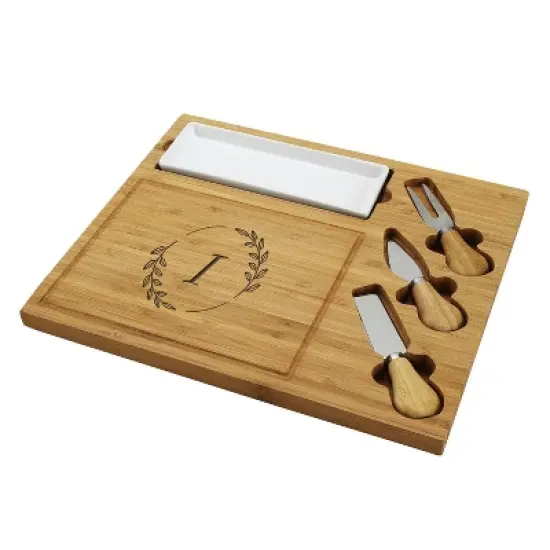 Picnic at Ascot Personalized Engraved Premium Bamboo Charcuterie Board with Cheese knives & Ceramic Dish image {14}