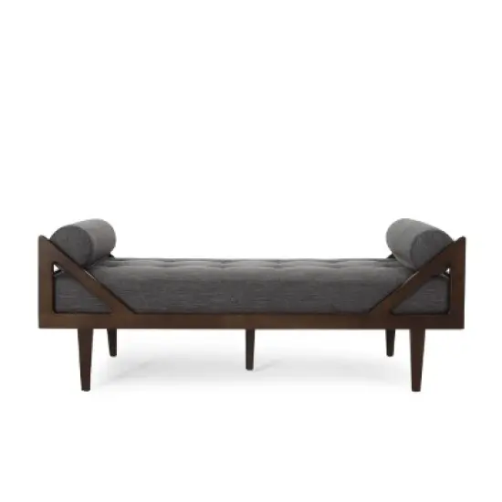 Rayle Contemporary Tufted Chaise Lounge with Rolled Accent Pillows - Christopher Knight Home image {9}