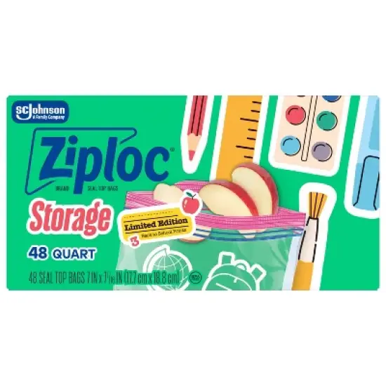 Ziploc Quart Food Storage Bags - 48 ct - Target Exclusive Back to School Designs image {2}