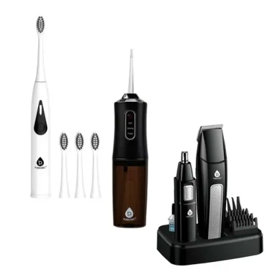 Mario Lopez Ultimate Grooming & Oral Care Bundle: Men's Grooming Kit, Triple-Head Electric Tooth Wizard, and USB Water Flosser image {4}