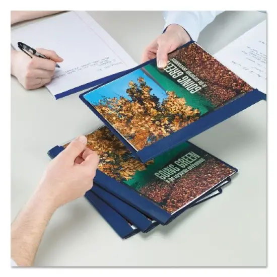 Smead Poly Report Cover Tang Clip Letter 1/2" Capacity Clear/Dark Blue 25/Box 87455 image {3}