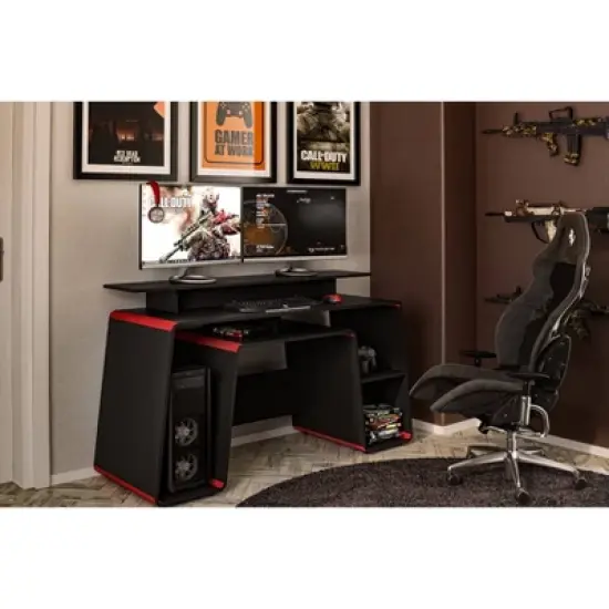 San Diego Gaming Desk Red and Black - Polifurniture image {4}