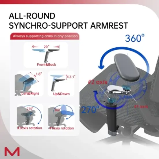 UNISOAR Wide Lumbar Support Ergonomic Mesh Office Chair for Lower Back Pain image {7}