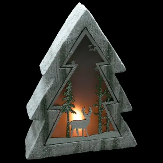 Northlight LED Lighted Tree with Reindeer in the Woods Scene Christmas Decoration - 13.5" image {1}