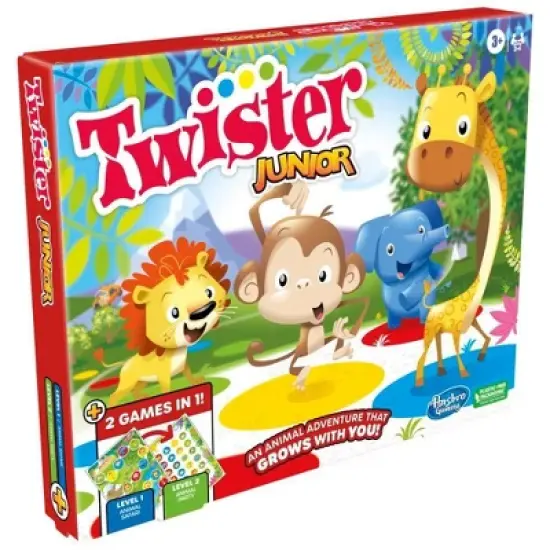 Hasbro Gaming Twister Junior Game, Animal Adventure 2-Sided Mat, 2 Games in 1, Party Game for Kids Ages 3 and Up, Indoor Game for 2-4 Players image {7}
