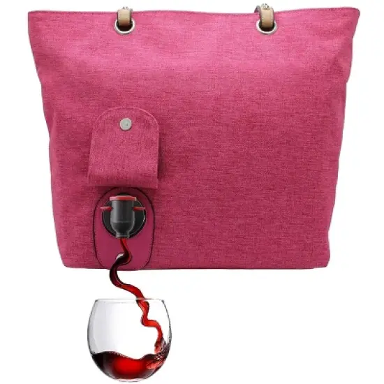 PortoVino City Vegan Leather Tote Bag that Holds and Pours 2 bottles of Wine image {7}