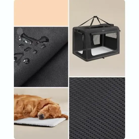 Feandrea Dog Carrier, Collapsible Pet Carrier, Portable Soft Dog Crate, Oxford Fabric, Mesh, Metal Frame, with Handle, 48 x 31 x 31 Inches, Black image {5}