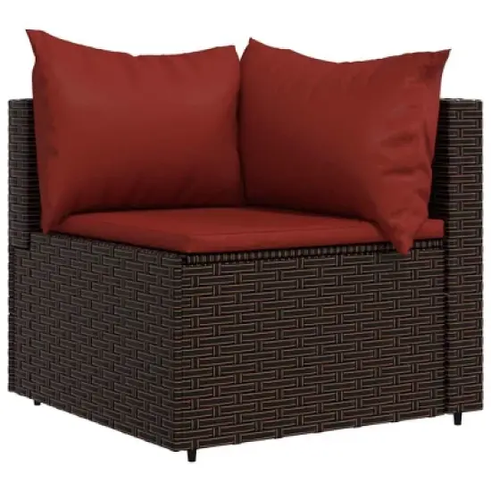 vidaXL Patio Lounge Set Brown and Cinnamon Red image {3}