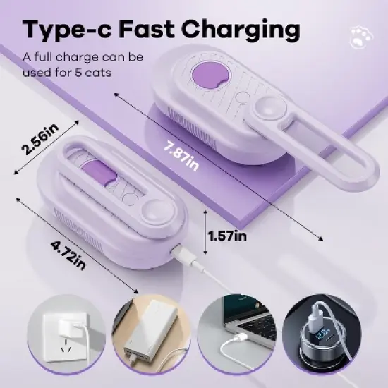 BABYYER Cat Steam Brush for Shedding,4 in 1 Rechargeable Steam Brush for Cats and Dogs, Anti-Static, Massage, Cleaning, Shedding & Combing All In One! image {4}