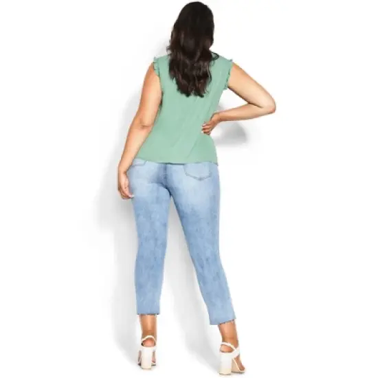 Women's Plus Size Lace Angel Top - sage | CITY CHIC image {1}