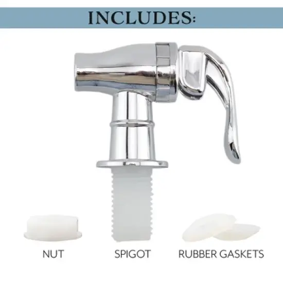 Cornucopia Brands Push Style Spigots for Beverage Dispenser Carafes, 2pk, Replacement Lever Spouts, Chrome Design Lock Open image {5}