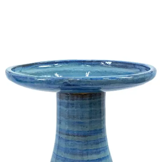 Sunnydaze Outdoor Weather-Resistant Garden Patio Simply Elegant High-Fired Smooth Ceramic Hand-Painted Bird Bath image {2}