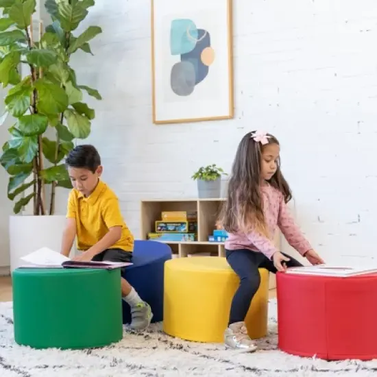 ECR4Kids SoftZone Round Foam Ottoman, Flexible Seating, 12in Seat Height, 4-Piece image {4}