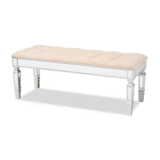 Hedia Fabric Upholstered and Wood Accent Bench - Baxton Studio image {8}