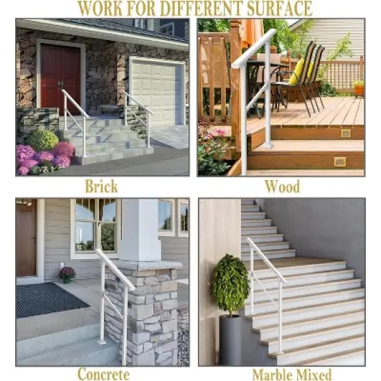 Metal Handrails for Outdoor Steps, Heavy-Duty Stair Railing for 1 to 5 Steps, Handrailing for Enhanced Safety & Stability image {10}