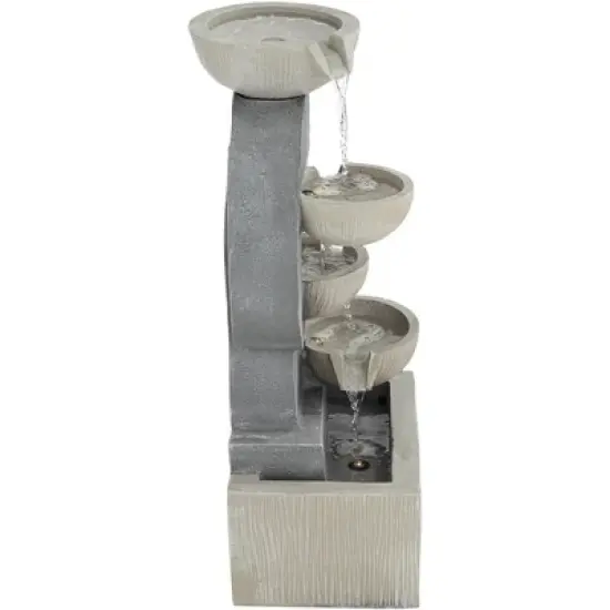Tarin Four Bowl 23 1/2" High Large Modern Indoor Outdoor Decor Gray Faux Stone Floor Fountain with Light LED Cascading Outside image {7}