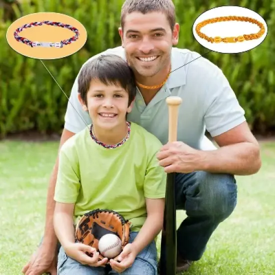 4 Pieces Baseball Necklaces for Boys,Three Braided Rope Tornado Sports Titanium Necklaces,Baseball Accessories Drip image {5}